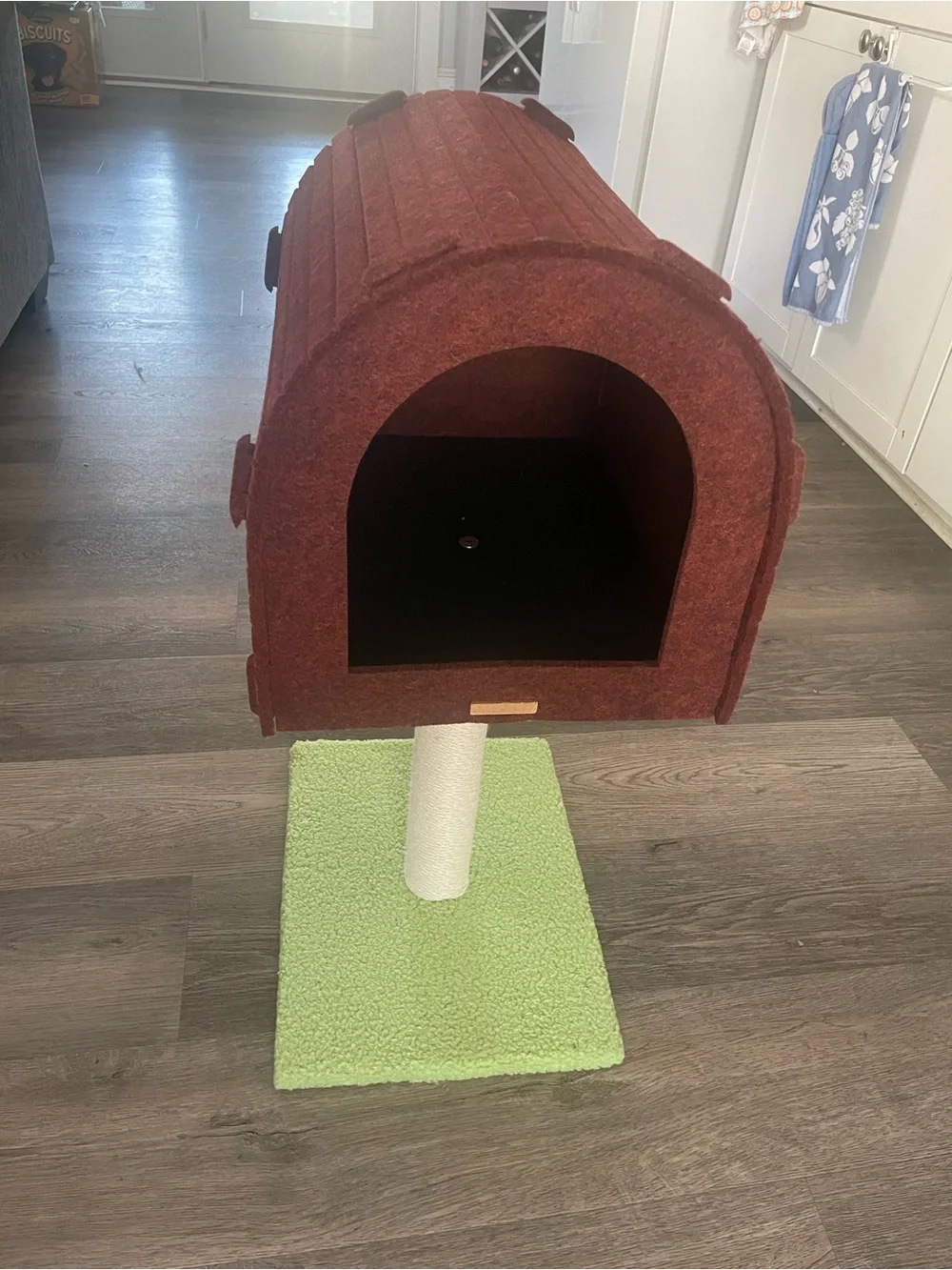 Mailbox Cat Scratcher - Green Base, Brown Mailbox